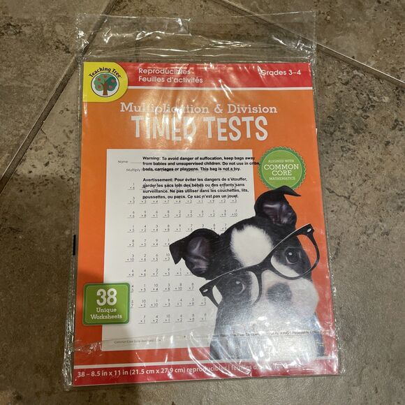 Math Multiplication Division Practice Workbook Worksheet Lot Grades 3-5 School - Picture 9 of 12